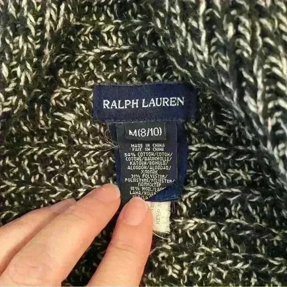 Girls Ralph Lauren Cable Knit Open Front Shawl Collar Cropped Cardigan 8/10 Med - Picture 10 of 10